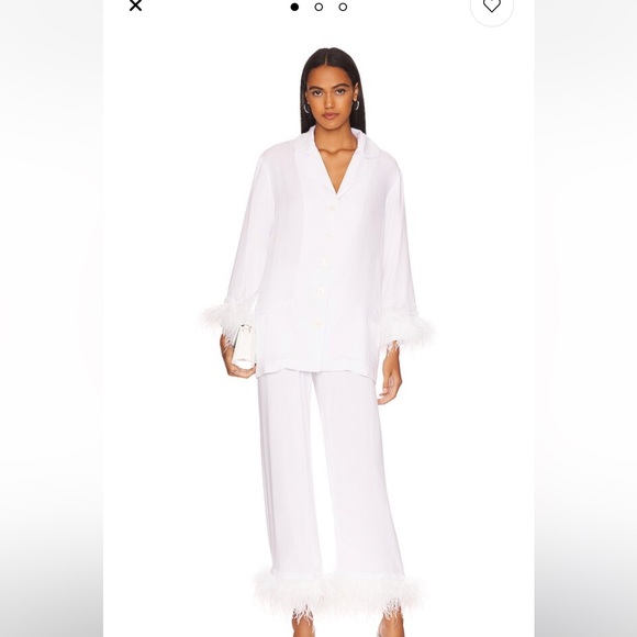 Sleeper Pajama Set with Double Feathers in White size XS